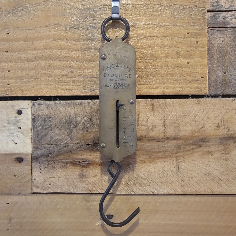Antique "Chatillon's Balance No. 2" brass hanging scale